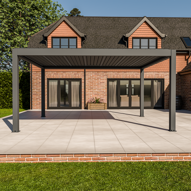 Bracken Outdoors Meridian 5m x 4m Grey Motorised Aluminium Garden Pergola with LED Lights