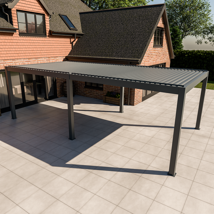 Bracken Outdoors Meridian 8m x 4m Motorised Grey Aluminium Garden Pergola with LED Lights