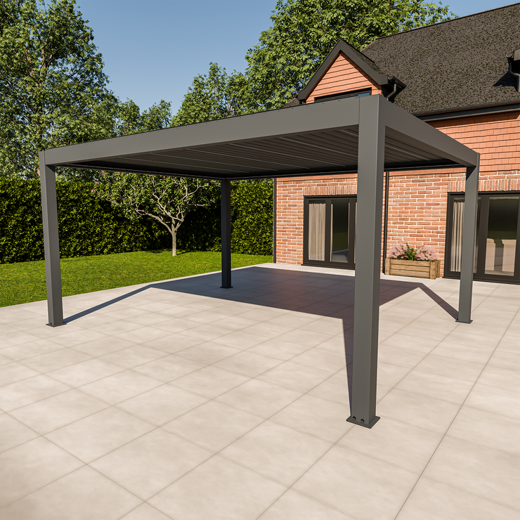 Bracken Outdoors Meridian 5m x 4m Grey Motorised Aluminium Garden Pergola with LED Lights
