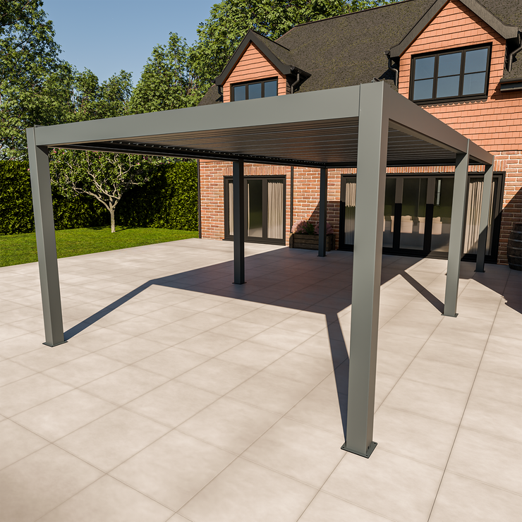 Bracken Outdoors Meridian 8m x 4m Motorised Grey Aluminium Garden Pergola with LED Lights