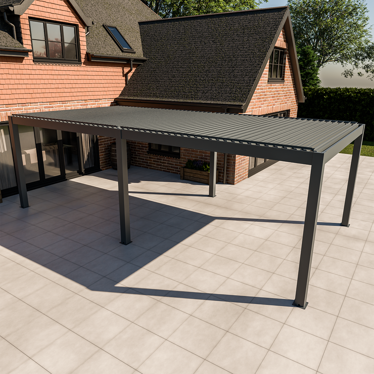 Bracken Outdoors Meridian 8m x 4m Motorised Grey Aluminium Garden Pergola with LED Lights