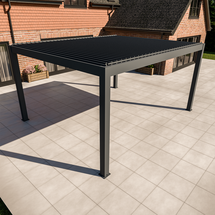 Bracken Outdoors Meridian 5m x 4m Grey Motorised Aluminium Garden Pergola with LED Lights