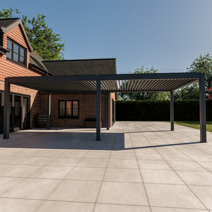 Bracken Outdoors Meridian 8m x 4m Motorised Grey Aluminium Garden Pergola with LED Lights