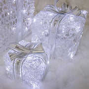 Set of 3 Soft Acrylic Light Up Christmas Parcels with 59 White/Warm White LEDs