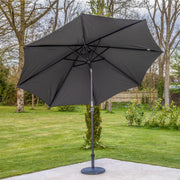 Bracken Outdoors Grey 3m Crank and Tilt Round Garden Parasol - Graphite Pole *Damaged Box*