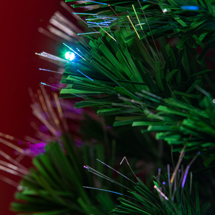 Fibre Optic Green Christmas Tree 2ft to 7ft with Multi-Coloured LED Lights