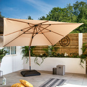 Bracken Outdoors Verona Sand 3m x 3m Square Wood Effect Cantilever Parasol