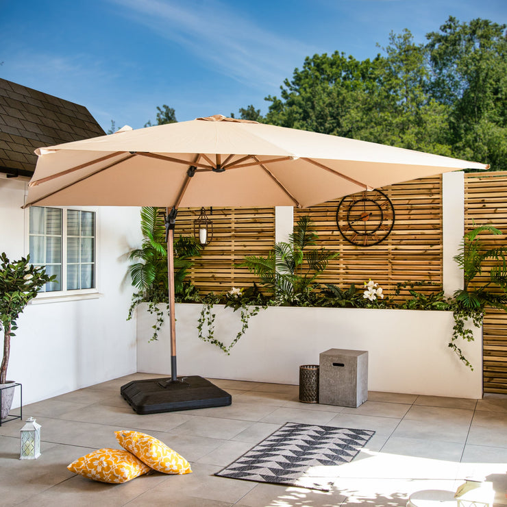 Bracken Outdoors Verona Sand 3m x 3m Square Wood Effect Cantilever Parasol