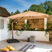 Bracken Outdoors Verona Sand 3m x 3m Square Wood Effect Cantilever Parasol
