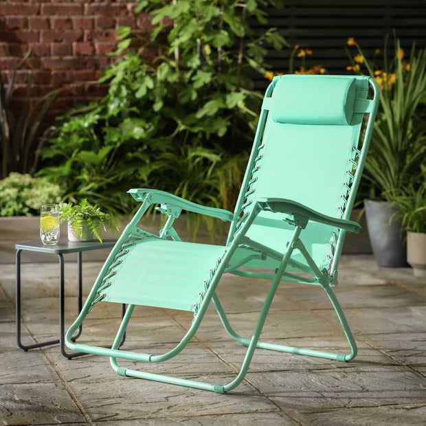 Home Zero Gravity Outdoor Chair Recliner Sun Lounger - Teal