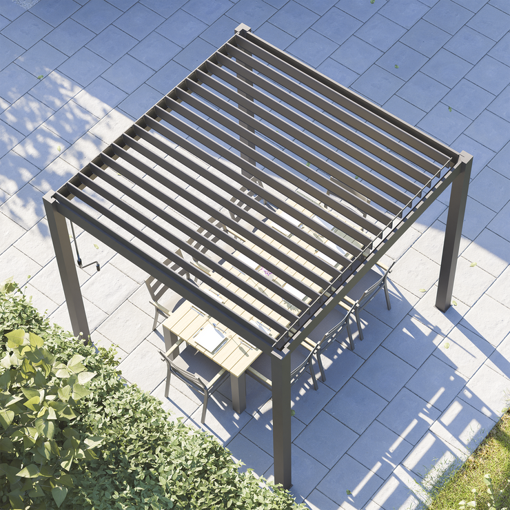 Bracken Outdoors Gemini 3m x 3m Grey Square Aluminium Garden Pergola