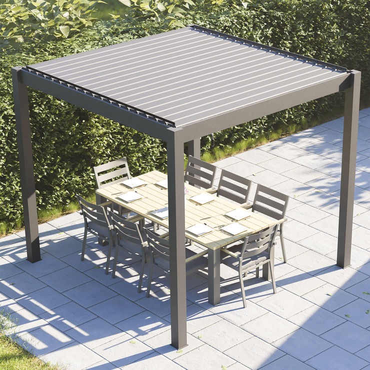 Bracken Outdoors Gemini 3m x 3m Grey Square Aluminium Garden Pergola