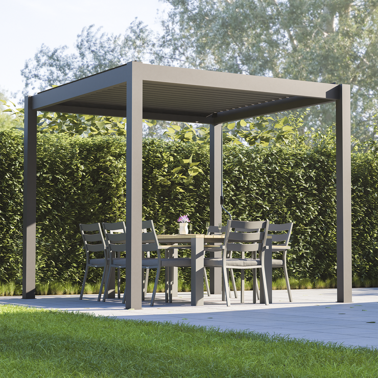 Bracken Outdoors Gemini 3m x 3m Grey Square Aluminium Garden Pergola