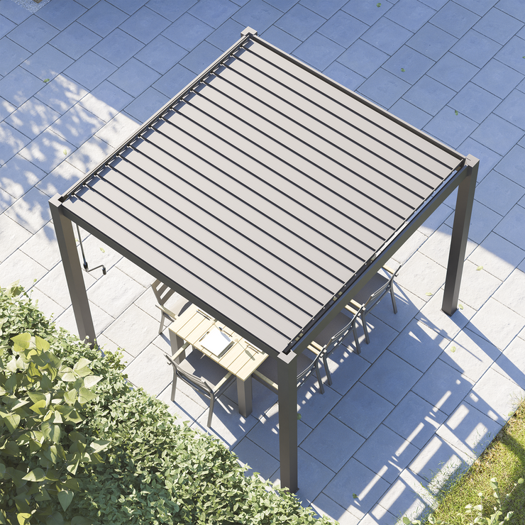 Bracken Outdoors Gemini 3m x 3m Grey Square Aluminium Garden Pergola