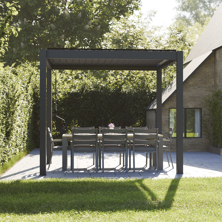 Bracken Outdoors Gemini 3m x 3m Grey Square Aluminium Garden Pergola