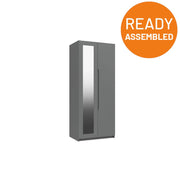 Balagio Ready Assembled Wardrobe with 2 Doors & Mirror - Dusk Grey Gloss