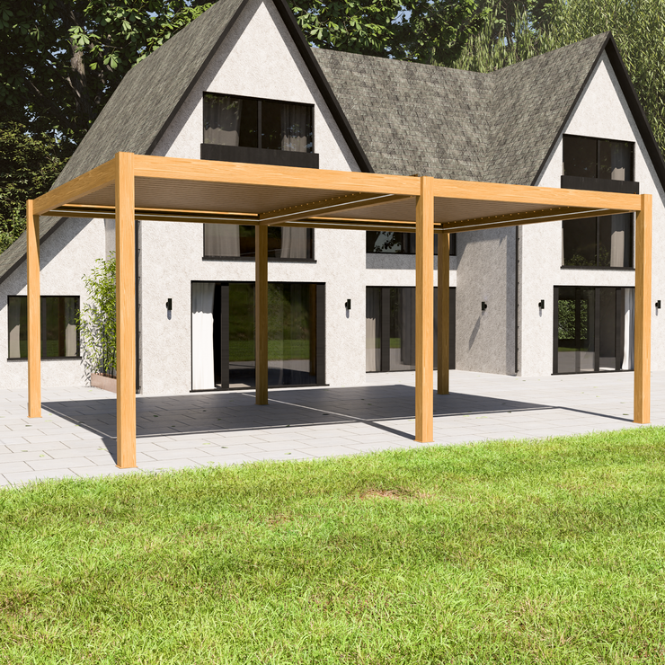Bracken Outdoors Gemini 6m x 4m Wood Effect Rectangular Aluminium Garden Pergola