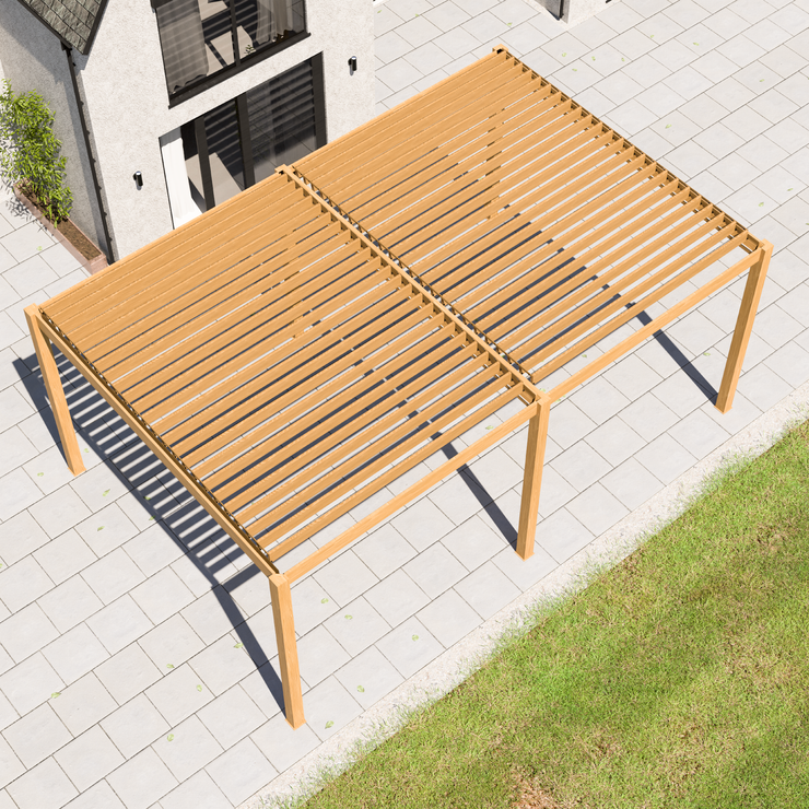 Bracken Outdoors Gemini 6m x 4m Wood Effect Rectangular Aluminium Garden Pergola