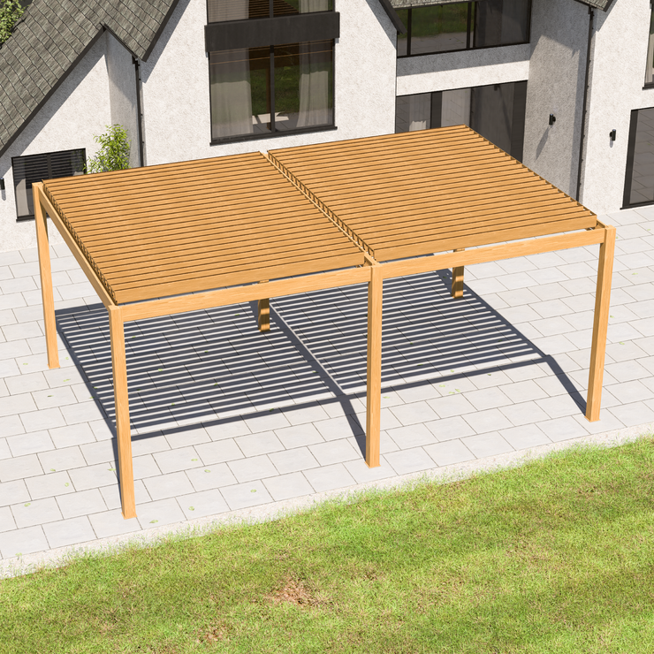 Bracken Outdoors Gemini 6m x 4m Wood Effect Rectangular Aluminium Garden Pergola