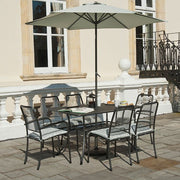 Alexander Rose Portofino 6 Seater Metal Garden Furniture Set with Rectangular Table, Armchairs & Side Chairs