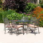 Alexander Rose Portofino 6 Seater Metal Garden Furniture Set with Rectangular Table, Armchairs & Side Chairs