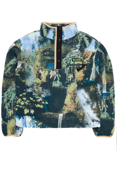Columbia Women's Helvetia Cropped Half Snap Fleece - Napa Green Chasing Falls Print