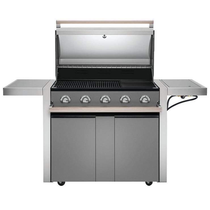 BeefEater 1500 Series 5 Burner Gas Barbecue with Cabinet Trolley and Side Burner