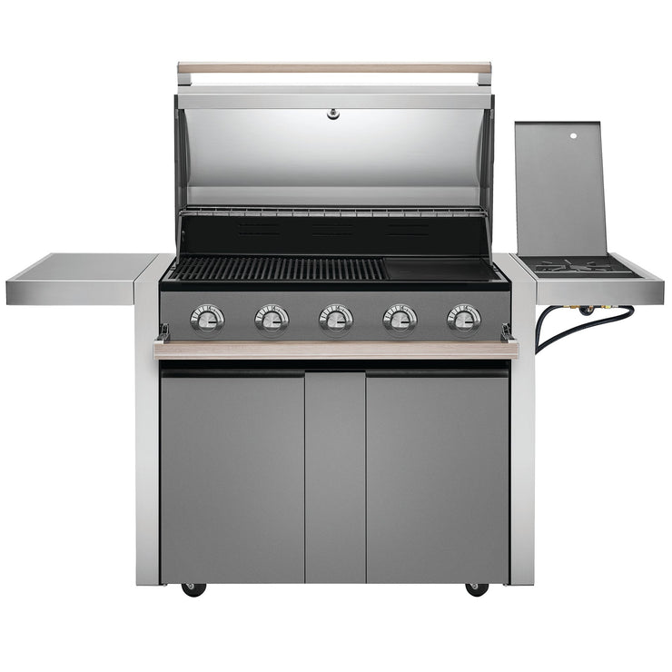 BeefEater 1500 Series 5 Burner Gas Barbecue with Cabinet Trolley and Side Burner