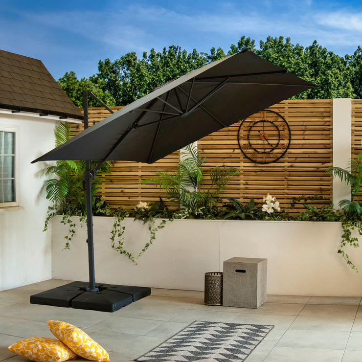 Bracken Outdoors Naples Grey 2.5m x 2.5m Square Cantilever Parasol