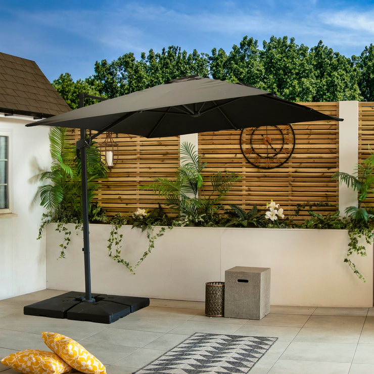 Bracken Outdoors Naples Grey 2.5m x 2.5m Square Cantilever Parasol