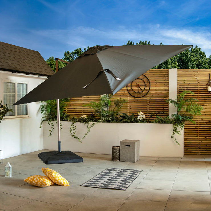 Bracken Outdoors Verona Grey 3m x 3m Square Wood Effect Cantilever Parasol