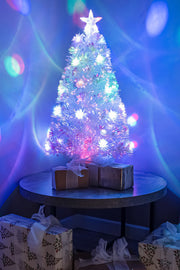 White Fibre Optic Christmas Tree 2ft to 7ft with Multicoloured LED Lights