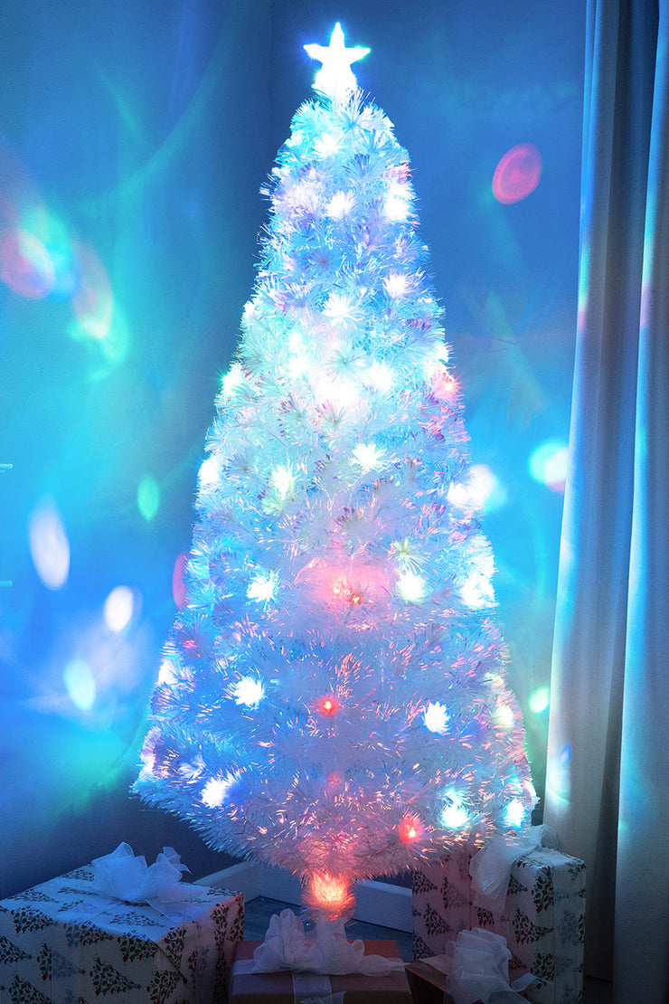 White Fibre Optic Christmas Tree 2ft to 7ft with Multicoloured LED Lights