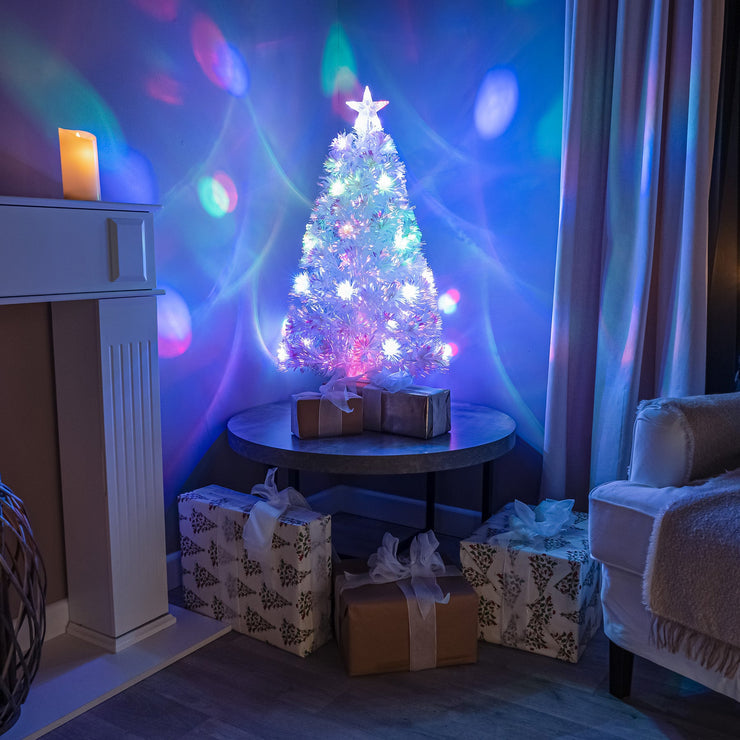 White Fibre Optic Christmas Tree 2ft to 7ft with Multicoloured LED Lights