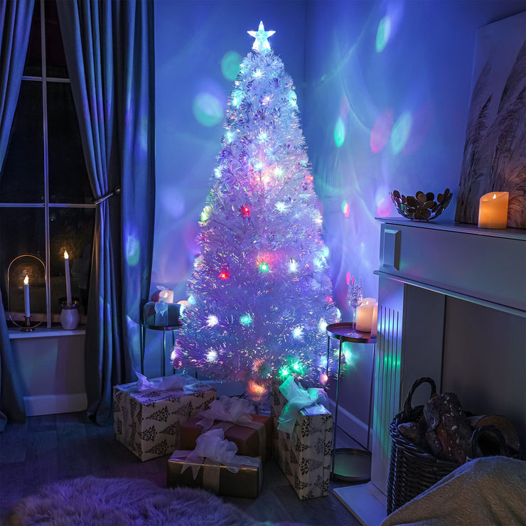 White Fibre Optic Christmas Tree 2ft to 7ft with Multicoloured LED Lights