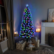 Green Fibre Optic Christmas Tree 4ft - 7ft with Remote Control and Multi Coloured Fibre Optic Lights