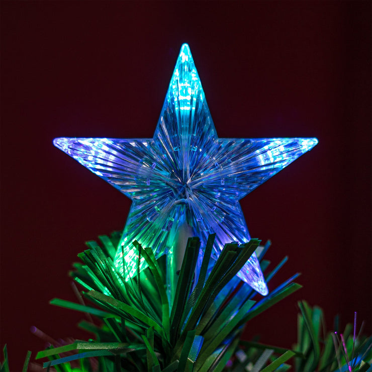 Fibre Optic Green Christmas Tree 2ft to 7ft with Multi-Coloured LED Lights