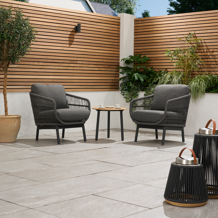 Bracken Outdoors Colorado 2 Seat Aluminium Teak Rope Garden Bistro Set