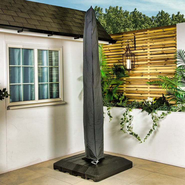 Bracken Outdoors Verona Grey 3m x 3m Square Wood Effect Cantilever Parasol