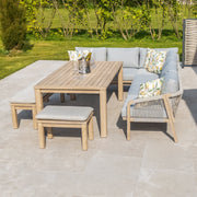 Bracken Outdoors Charlton Acacia Wood and Rope Garden Furniture Corner Sofa Set with Dining Table