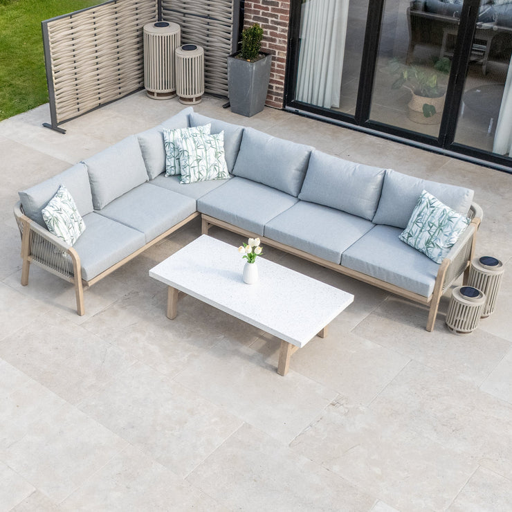 Bracken Outdoors Charlton Acacia Wood and Rope Garden Furniture Corner Sofa Set with Coffee Table