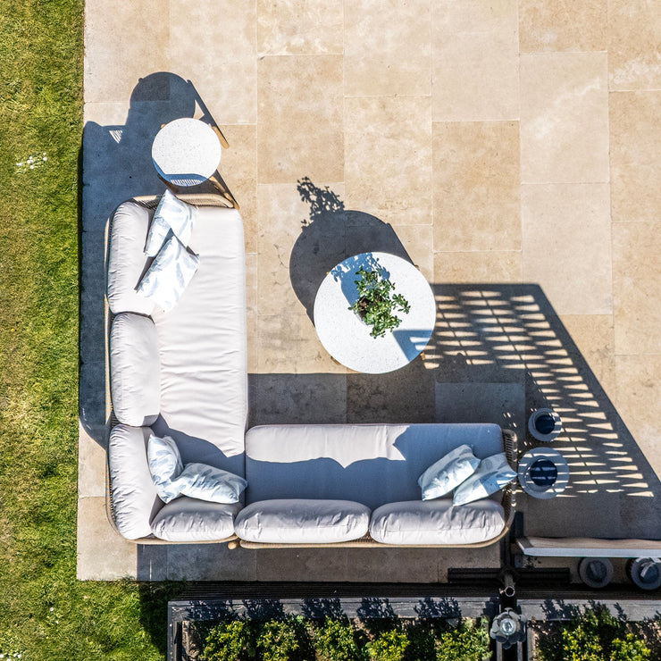 Bracken Outdoors Hampton Acacia Wood and Rope Square Corner Sofa Garden Furniture Set with Coffee Tables