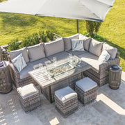 Kettler Palma Fire Pit Table with Rattan Corner sofa set.