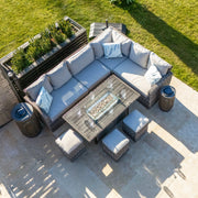 Kettler Palma Fire Pit Table with Rattan Corner sofa set.
