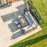 Kettler Palma Fire Pit Table with Rattan Corner sofa set.