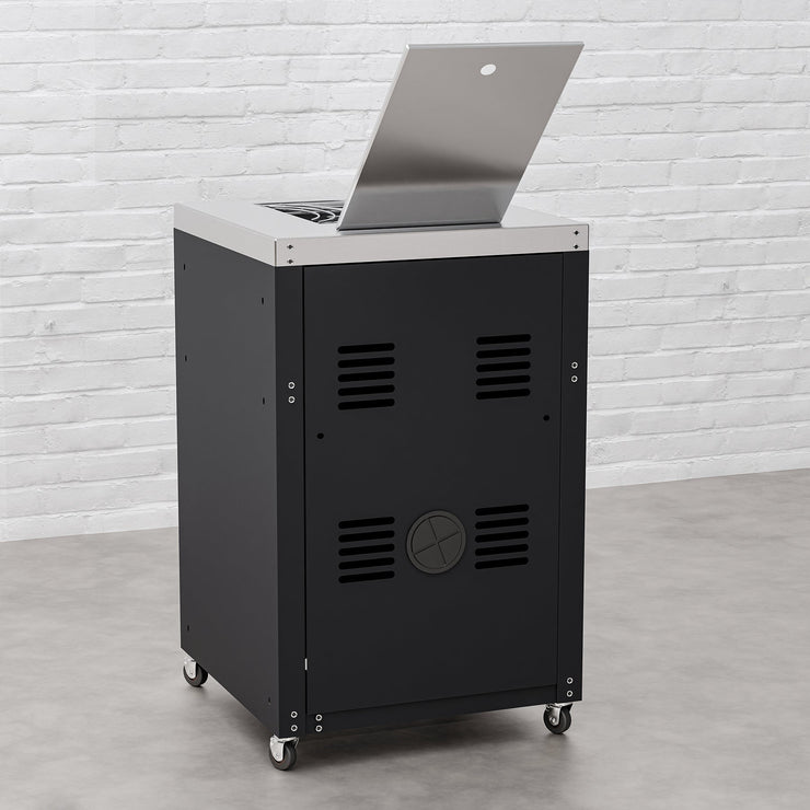 Draco Grills Titan Outdoor Kitchen Black Side Burner Cabinet with Stainless Steel Top