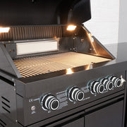 Draco Grills 4 Burner BBQ Black Stainless Steel Modular Outdoor Kitchen with Sear Station and Cabinets