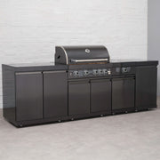 Draco Grills 4 Burner BBQ Black Stainless Steel Modular Outdoor Kitchen with Sear Station and Cabinets
