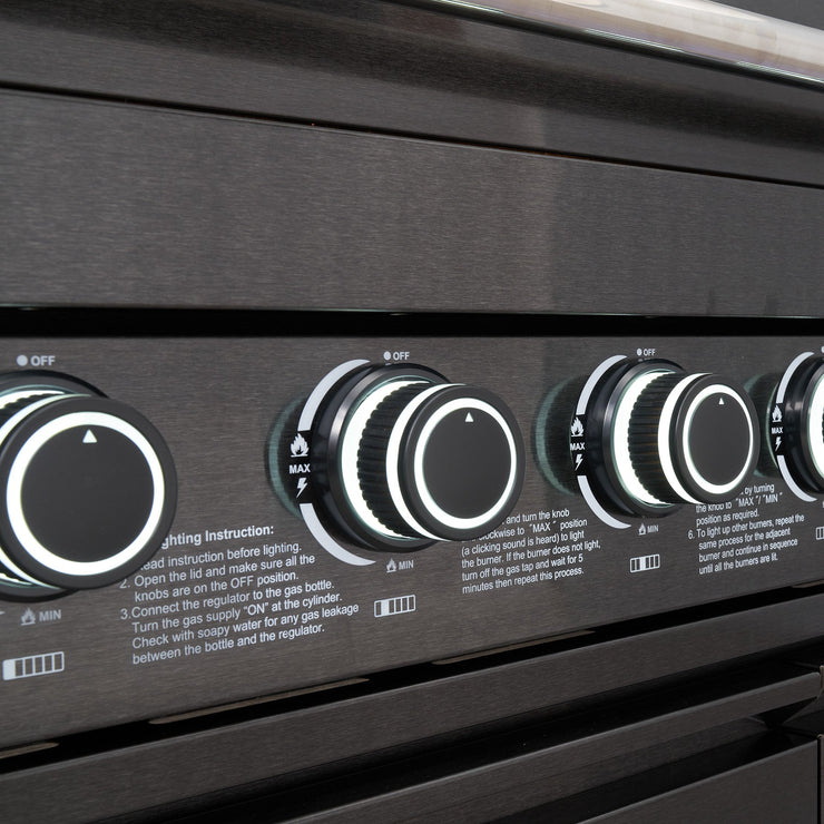 Draco Grills 4 Burner BBQ Black Stainless Steel Modular Outdoor Kitchen with Sear Station and Cabinets