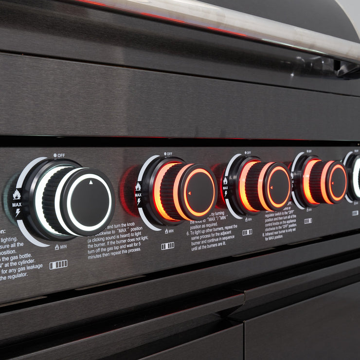 Draco Grills 4 Burner BBQ Black Stainless Steel Modular Outdoor Kitchen with Sear Station and Cabinets